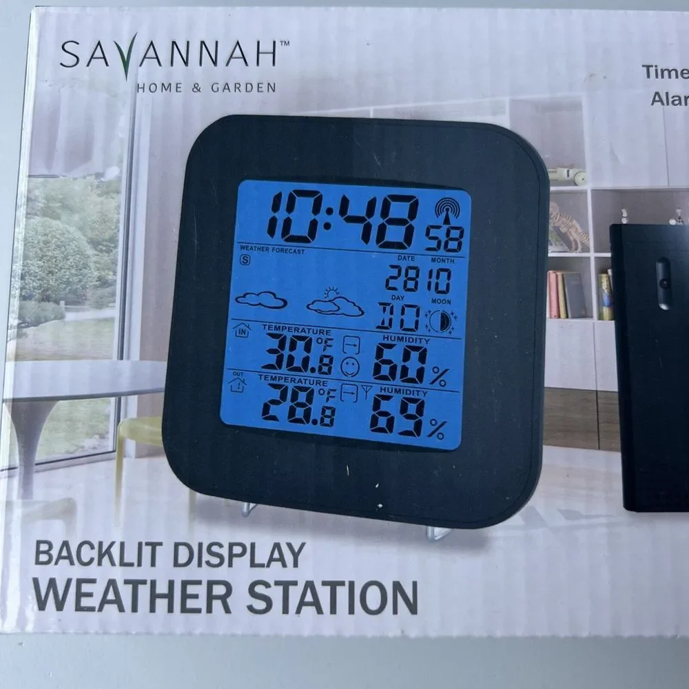 Savannah Backlit‎ Weather Station Wireless Time Calendar Alarm & Snooze SHG-646